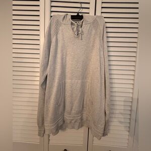 Athleta Sz XL Evergreen Knit Hoodie Sweater In Gray Polyester Lyocell Pullover